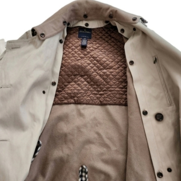 Mens Brooks Brothers Tan Brown Bemberg Wool Cashmere Trench Coat Rain Winter - Picture 5 of 16